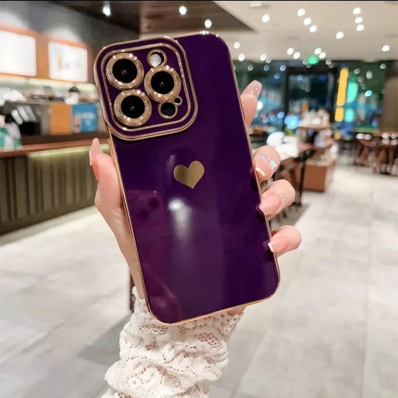 Luxury Heart Print Shockproof Phone Case For iPhone 14 Pro Max - PURPLE-SALE - Picture 1 of 10